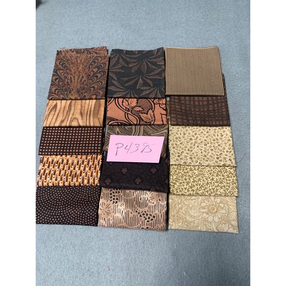 Brown & Beige Quilting Fabric Squares 11x6 Cotton Craft Supplies With Various Pa - Picture 6 of 7